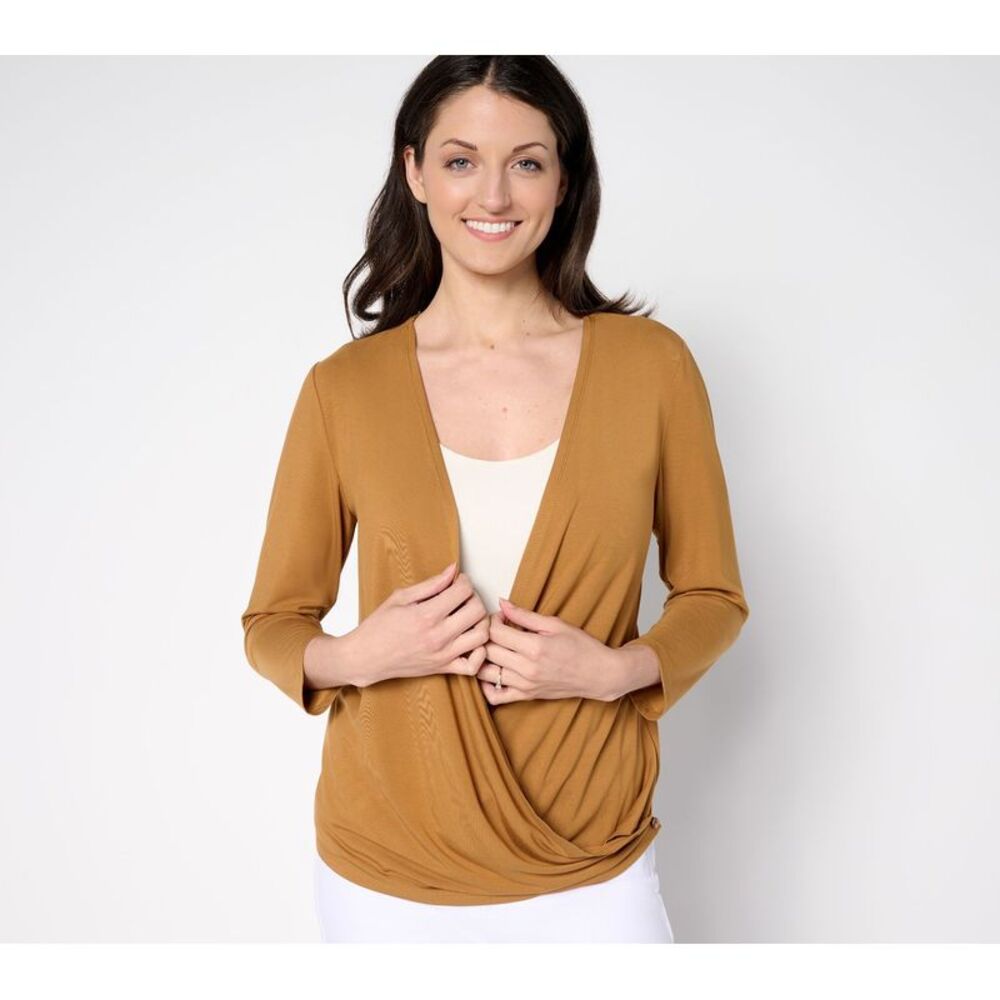 Susan Graver Women's Top Sweater Sz S Essentials Rayon Allure Knit Yellow